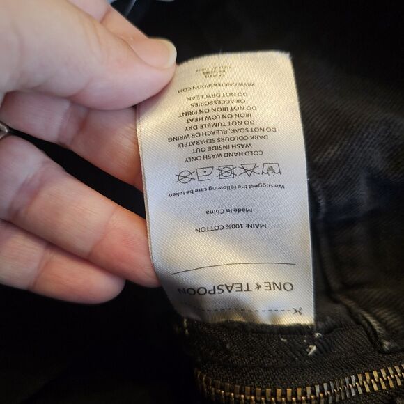 One Teaspoon Pleated Mid Waist Micro Mini Denim Skirt Sz 26 Black - Picture 6 of 7